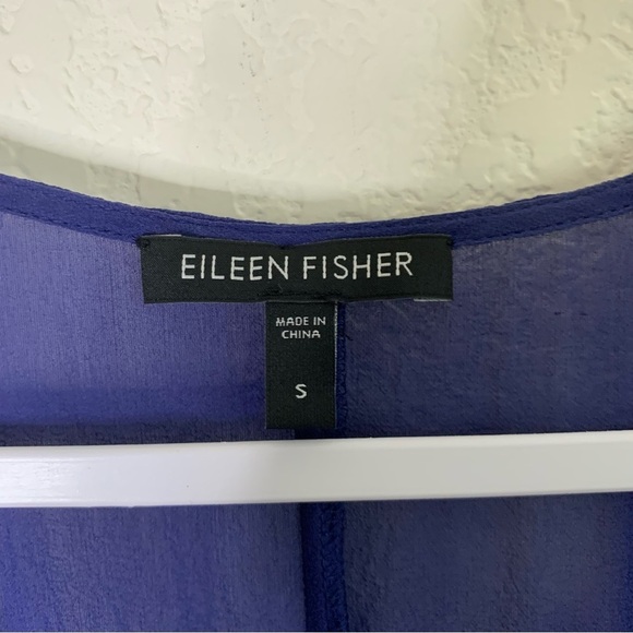 Eileen Fisher Womens Blue 100% silk sheer georgette SS dress S - Picture 6 of 8